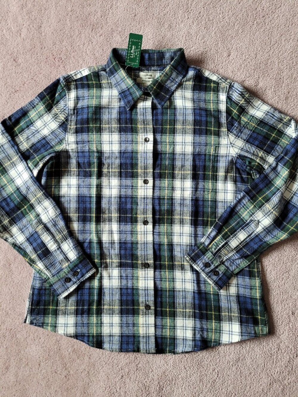 L.L.Bean Scotch Plaid Flannel Shirt Womens Med Vintag Tartan L/S Relaxed Fit